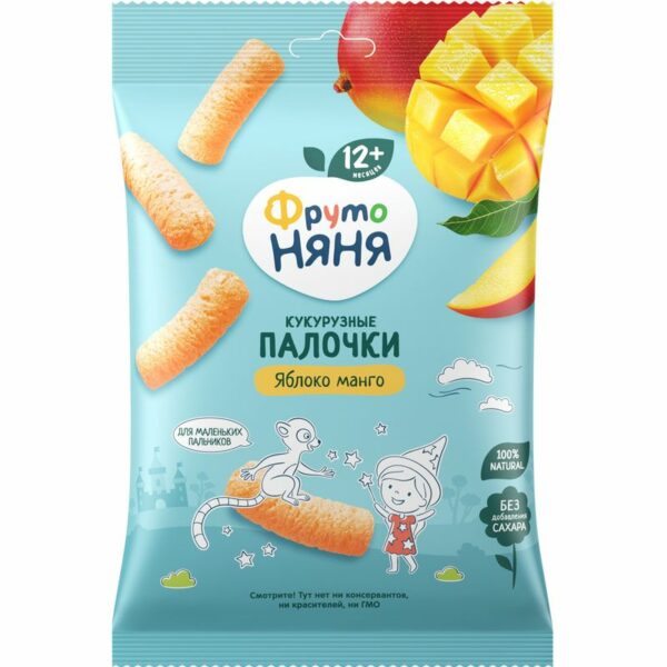 Палочки ФрутоНяня Яблоко манго кукурузные 20г