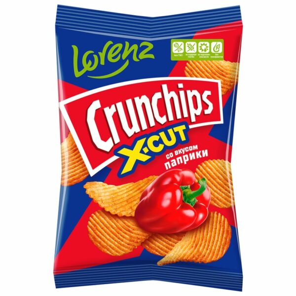 Чипсы Crunchips X-Cut со вкусом паприки картофельные рифленые 130г