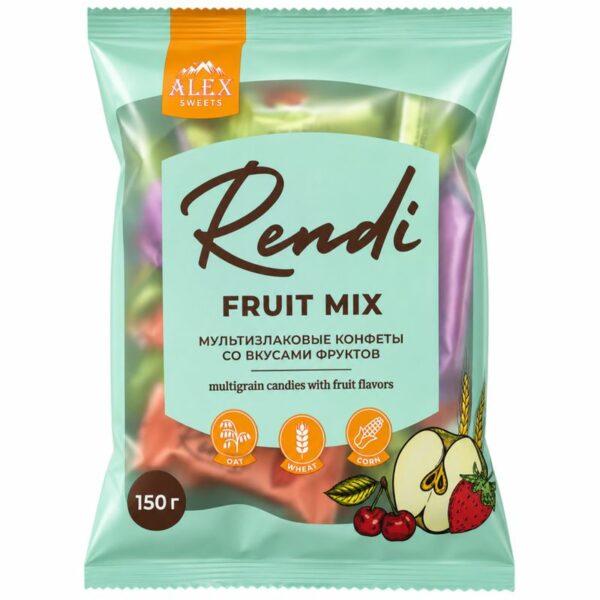 Конфеты Rendi Fruit Mix со вкусом фруктов мультизлаковые 150г