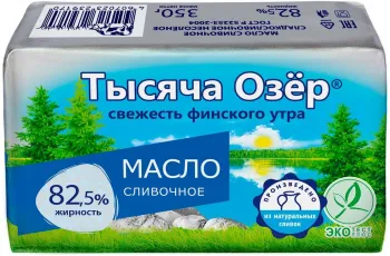 Масло сливочное Тысяча Озёр 82,5% 350г
