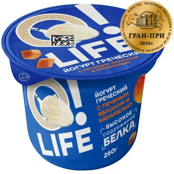 Йогурт греческий O!LIFE/ОЛАЙФ Яблоко-Карамель 1,7% 250г