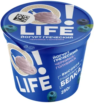 Йогурт греческий O!LIFE/ОЛАЙФ Черника-Голубика 1,7% 250г