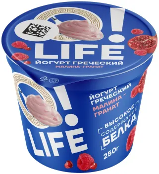 Йогурт греческий O!LIFE/ОЛАЙФ Малина-Гранат 1,7% 250г