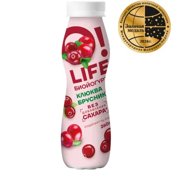 Биойогурт O!LIFE/ОЛАЙФ Клюква-Брусника 1,5% 260г
