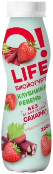 Биойогурт O!LIFE/ОЛАЙФ Клубника-Ревень 1,5% 260г