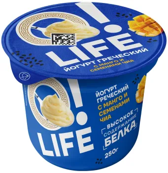 Йогурт греческий O!LIFE/ОЛАЙФ Манго-Семена чиа 1,7% 250г