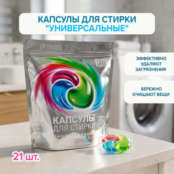 Капсулы для стирки "Универсальные", VESTAR, 21 шт.