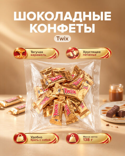 Шоколадные конфеты, Twix, 138 г