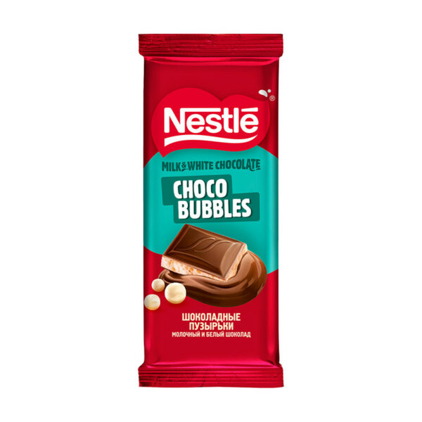 Шоколад молочный и белый "Choco Bubbles", Nestle, 75 г