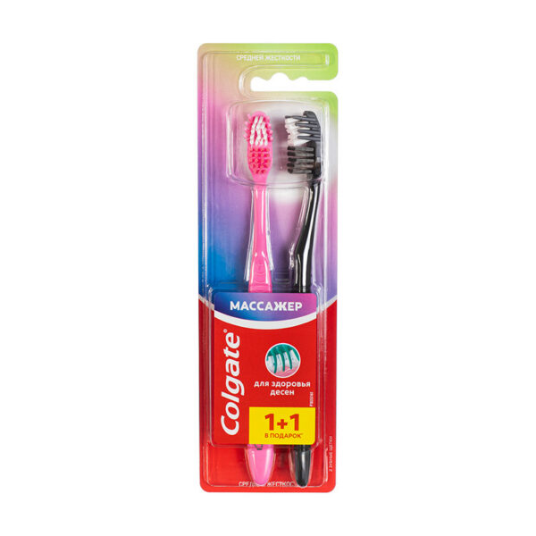 Зубная щётка "Массажёр", Colgate, 1+1, в ассортименте