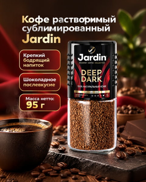 Кофе растворимый сублимированный "Deep Dark", Jardin, 95 г