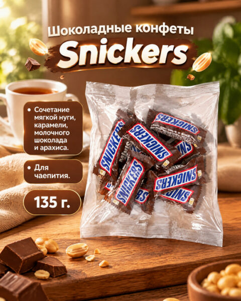 Шоколадные конфеты "Minis", Snickers, 135 г