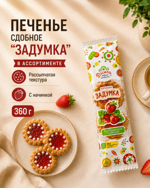 Печенье сдобное "Задумка", Дымка, 360 г, в ассортименте