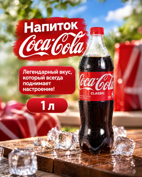 Напиток сильногазированный безалкогольный, Coca-Cola, 1 л