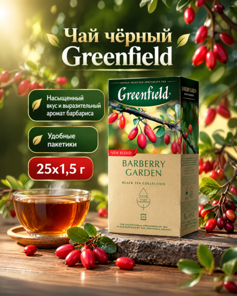 Чай чёрный "Barberry Garden", Greenfield, 25х1,5 г