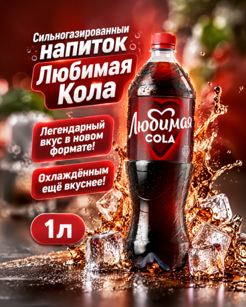 Сильногазированный напиток, Любимая Кола, 1 л