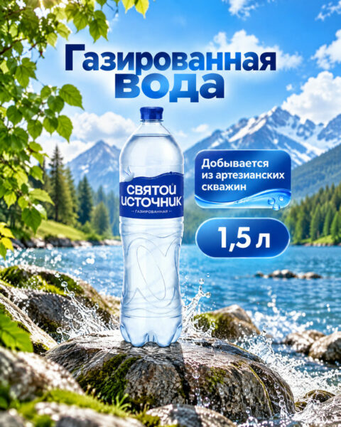 Вода газированная, Святой Источник, 1,5 л