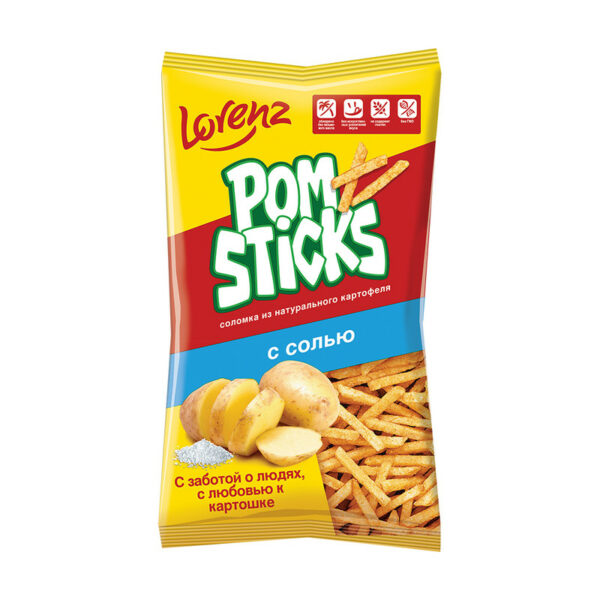 Чипсы картофельные соломкой "Pomsticks", Lorenz, с солью, 100 г