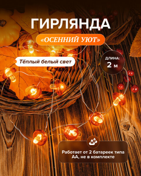 Гирлянда "Осенний уют", 2 м, в ассортименте