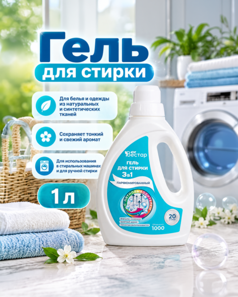 Гель для стирки, Вестар, 3 в 1, 1 л