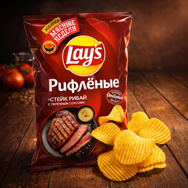 Чипсы " Стейк Рибай с перечным соусом", Lay's, 140 г