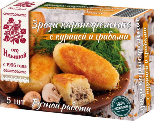 Зразы картофельные от Ильиной с курицей и грибами, 500г