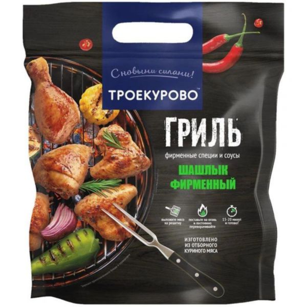 Шашлык из мяса цыплёнка охлаждённый Троекурово Фирменный, 1,6-2,2кг
