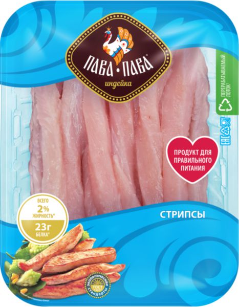 Стрипсы из филе грудки индейки охлажденные Пава Пава, 450г