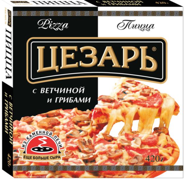 Пицца Цезарь с ветчиной и грибами, 420г