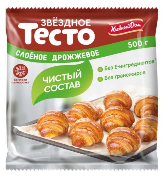 Тесто дрожжевое Хлебный Дом Звёздное слоёное, 500г