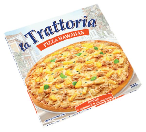 Пицца La Trattoria Гавайская с курицей и ананасами, 335г