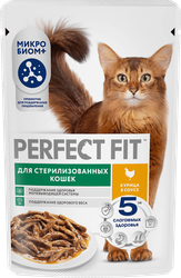 Корм консервированный для взрослых кошек PERFECT FIT Sterile с курицей в соусе, для стерилизованных