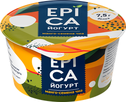 Йогурт EPICA с манго и семенами чиа 5%, без змж