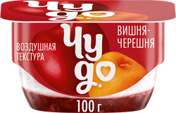 Десерт творожный ЧУДО Творожок взбитый двухслойный Вишня, черешня 4%, без змж
