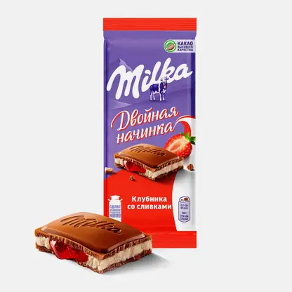 Шоколад Milka молочный Клубника со сливками 80г
