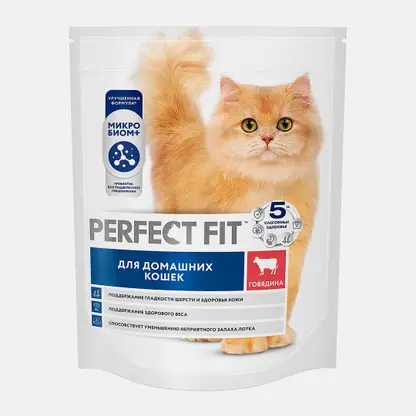 Сухой корм для домашних кошек с говядиной Perfect Fit 650г