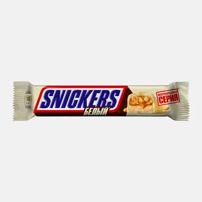 Батончик шоколадный белый с карамелью арахисом и нугой Snickers 81г