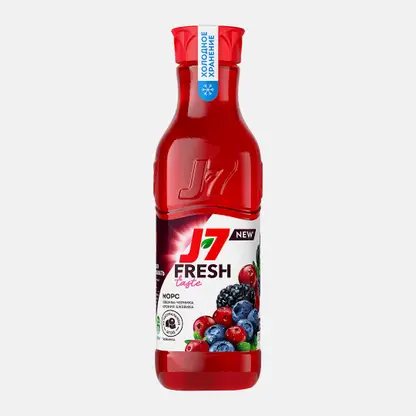 Морс J7 Fresh Taste из клюквы черники черноплодной рябины и ежевики 850мл