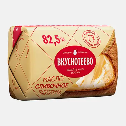 Масло сливочное Вкуснотеево Традиционное 82.5% 180г