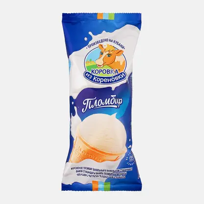 Мороженое Коровка из Кореновки Пломбир в вафельном стаканчике 15% 100г