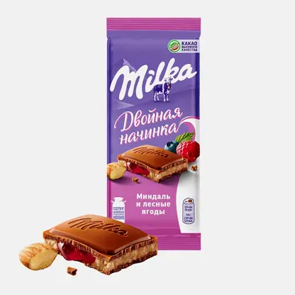 Шоколад Milka молочный Миндаль и лесные ягоды 80г