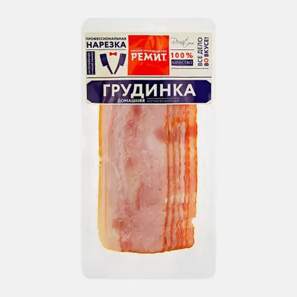 Грудинка Ремит Домашняя копчено-вареная нарезка 150г