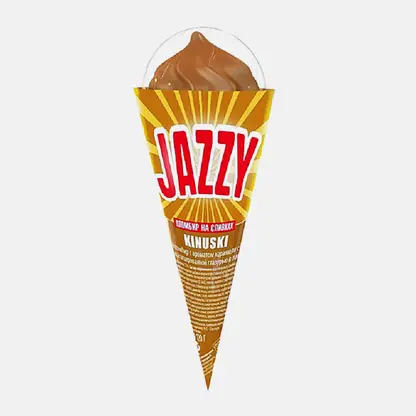 Мороженое рожок с наполнителем карамель в глазури Jazzy 12% 120г