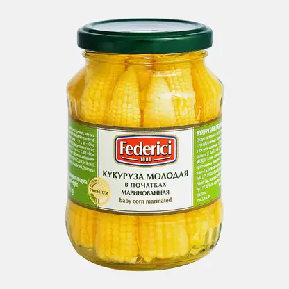 Кукуруза Federici молодая в початках маринованная 340г