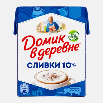 Сливки стерилизованные Домик в деревне 10% 200г