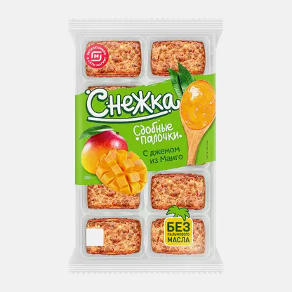 Сдобные палочки с манговым джемом Снежка 308г