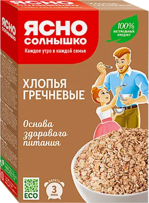 Хлопья Ясно солнышко Гречневые 375г