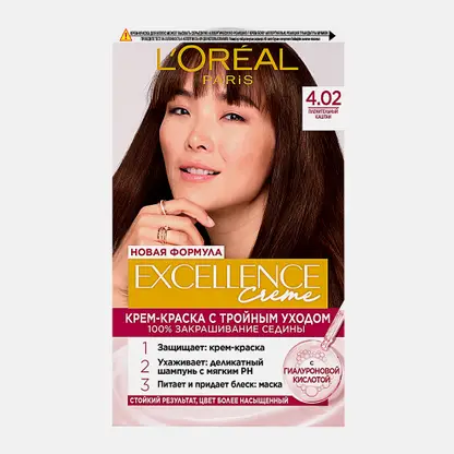 Стойкая крем-краска для волос L’Oréal Paris Excellence оттенок 4.02 Пленительный каштан