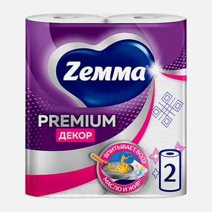 Бумажные полотенца Премиум декор Zemma 2 рулона 2 слоя
