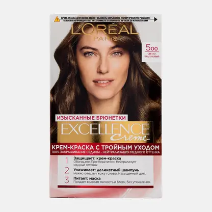 Стойкая крем-краска для волос Excellence оттенок 5.00 Светло-каштановый L’Oréal Paris